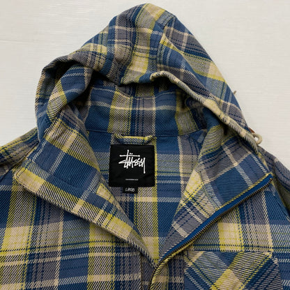 【中古品】【メンズ】 STUSSY ステューシー FLANNEL PARKA フランネル パーカー 長袖 ジップアップパーカー 金タグ 142-260922-sa-09-teih サイズ：L カラー：チェック 万代Net店