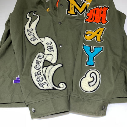 【中古品】【メンズ】 MAYO メイヨー EXCLUSIVE EMBROIDERY COACH JACKET 23MH-JK04 エクスクルーシブ エンブロイダリー コーチジャケット ライトアウター 142-260923-ko-11-teih サイズ：XL カラー：カーキ 万代Net店