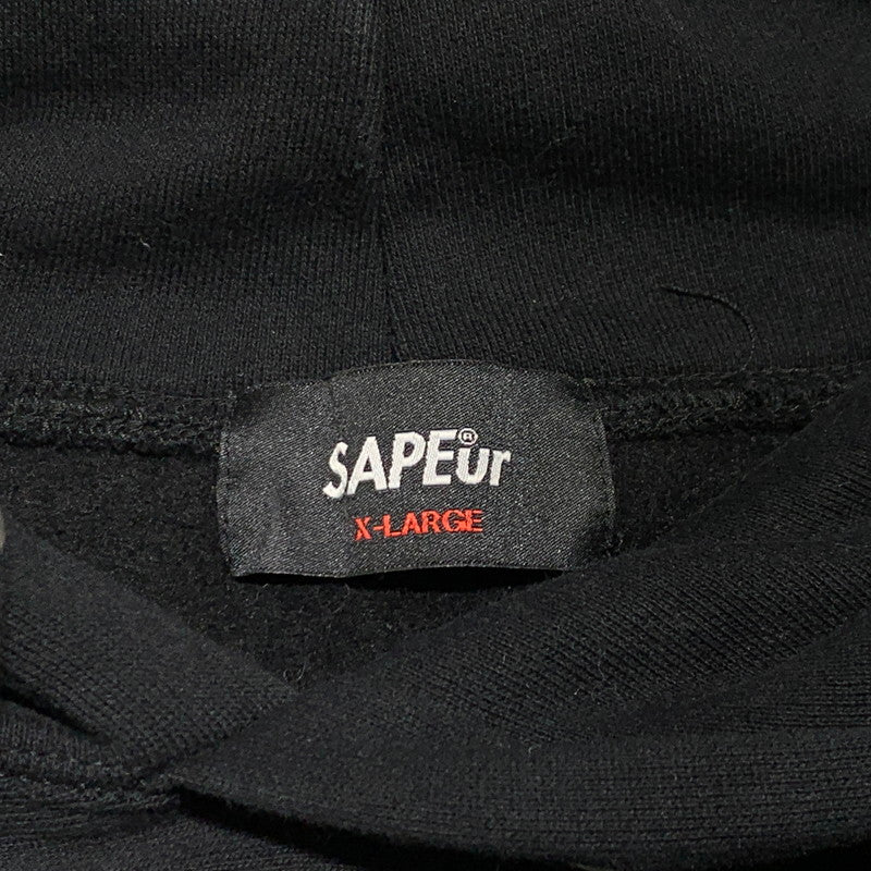 【中古品】【メンズ】 SAPEur サプール SHOES MAKE ME HAPPY GRAPHIC HOODIE グラフィック フーディ トップス プルオーバーパーカー 142-260923-ko-06-teih サイズ：XL カラー：ブラック 万代Net店
