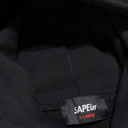 【中古品】【メンズ】 SAPEur サプール SHOES MAKE ME HAPPY GRAPHIC HOODIE グラフィック フーディ トップス プルオーバーパーカー 142-260923-ko-06-teih サイズ：XL カラー：ブラック 万代Net店