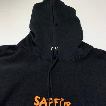 【中古品】【メンズ】 SAPEur サプール SHOES MAKE ME HAPPY GRAPHIC HOODIE グラフィック フーディ トップス プルオーバーパーカー 142-260923-ko-06-teih サイズ：XL カラー：ブラック 万代Net店