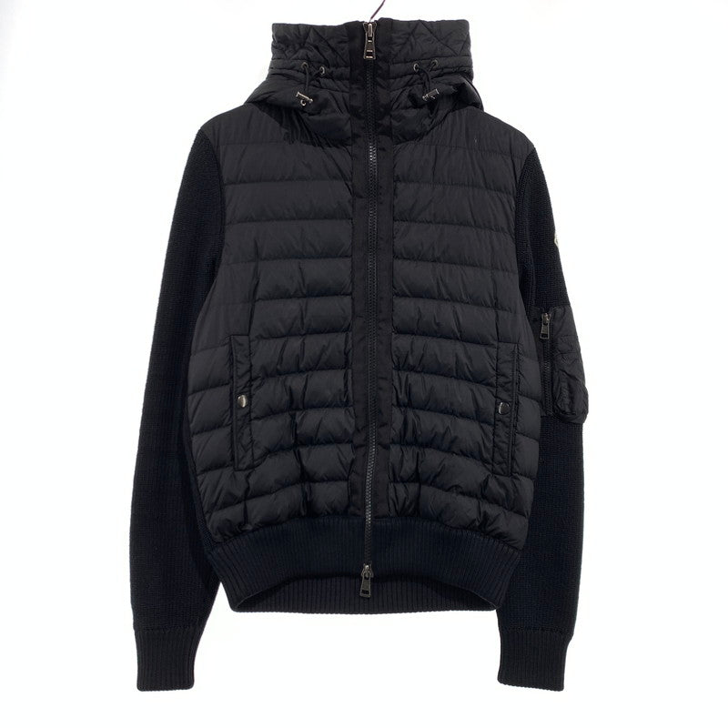 【中古品】【メンズ】 MONCLER モンクレール MAGLIONE TRICOT CARDIGAN E20919402800 マリオーネ トリコット カーディガン ダウンジャケット ニット 141-260923-ko-13-teih サイズ：M カラー：ブラック 万代Net店