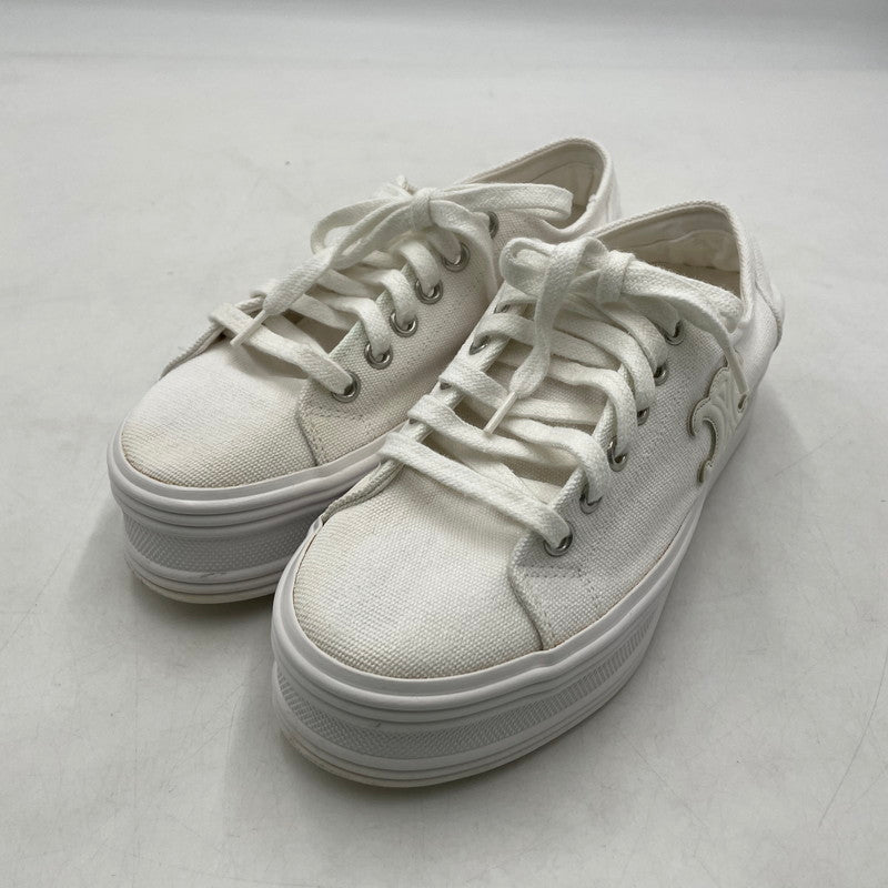 【中古品】【レディース】 CELINE セリーヌ TRIOMPHE JANE LOW LACE-UP LOW SNEAKER トリオンフ ジェーン レースアップ ロースニーカー 183-260924-yo-08-teih サイズ：35(22cm相当) カラー：ホワイト 万代Net店