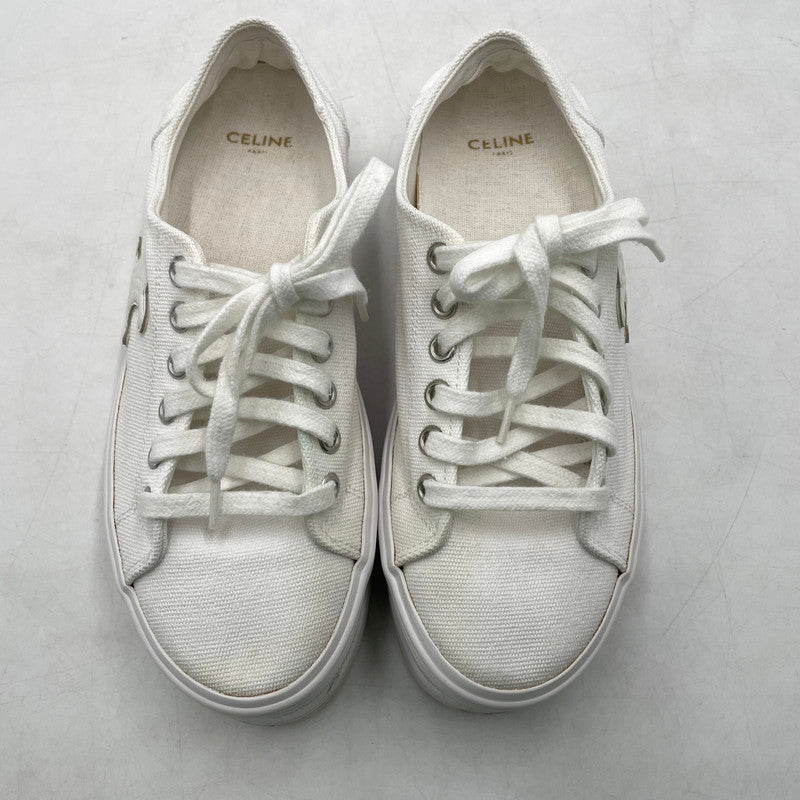 【中古品】【レディース】 CELINE セリーヌ TRIOMPHE JANE LOW LACE-UP LOW SNEAKER トリオンフ ジェーン レースアップ ロースニーカー 183-260924-yo-08-teih サイズ：35(22cm相当) カラー：ホワイト 万代Net店