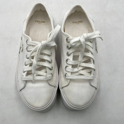 【中古品】【レディース】 CELINE セリーヌ TRIOMPHE JANE LOW LACE-UP LOW SNEAKER トリオンフ ジェーン レースアップ ロースニーカー 183-260924-yo-08-teih サイズ：35(22cm相当) カラー：ホワイト 万代Net店