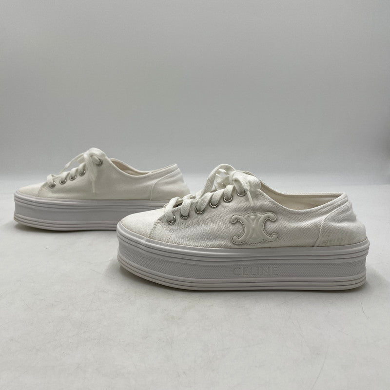 【中古品】【レディース】 CELINE セリーヌ TRIOMPHE JANE LOW LACE-UP LOW SNEAKER トリオンフ ジェーン レースアップ ロースニーカー 183-260924-yo-08-teih サイズ：35(22cm相当) カラー：ホワイト 万代Net店