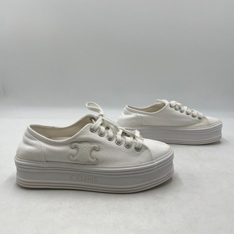 【中古品】【レディース】 CELINE セリーヌ TRIOMPHE JANE LOW LACE-UP LOW SNEAKER トリオンフ ジェーン レースアップ ロースニーカー 183-260924-yo-08-teih サイズ：35(22cm相当) カラー：ホワイト 万代Net店