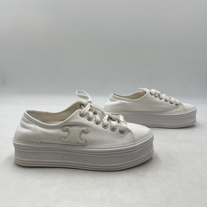 【中古品】【レディース】 CELINE セリーヌ TRIOMPHE JANE LOW LACE-UP LOW SNEAKER トリオンフ ジェーン レースアップ ロースニーカー 183-260924-yo-08-teih サイズ：35(22cm相当) カラー：ホワイト 万代Net店