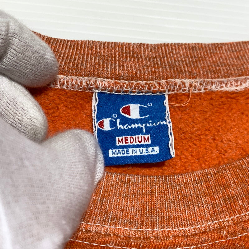 【現状渡し品】【メンズ】 Champion チャンピオン KANSAS SWEAT VINTAGE カンザス スウェット トップス ヴィンテージ 青刺繍タグ 145-260923-ko-04-teih サイズ：M カラー：オレンジ 万代Net店