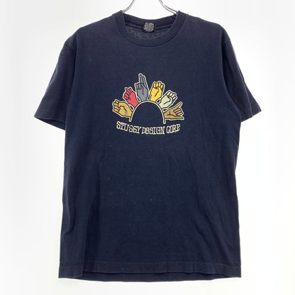 【中古品】【メンズ】 STUSSY ステューシー HAND SIGN S/S T-SHIRT ハンドサイン ショートスリーブ Tシャツ 半袖 トップス 黒タグ 142-260927-ko-01-teih サイズ：M カラー：ネイビー 万代Net店