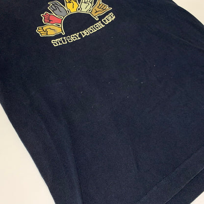 【中古品】【メンズ】 STUSSY ステューシー HAND SIGN S/S T-SHIRT ハンドサイン ショートスリーブ Tシャツ 半袖 トップス 黒タグ 142-260927-ko-01-teih サイズ：M カラー：ネイビー 万代Net店