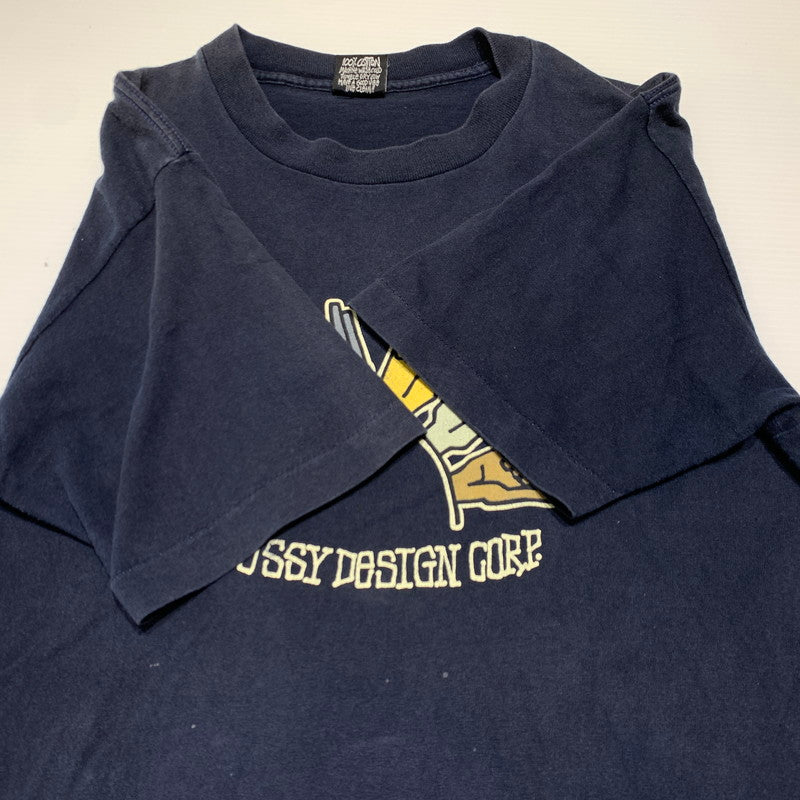 【中古品】【メンズ】 STUSSY ステューシー HAND SIGN S/S T-SHIRT ハンドサイン ショートスリーブ Tシャツ 半袖 トップス 黒タグ 142-260927-ko-01-teih サイズ：M カラー：ネイビー 万代Net店