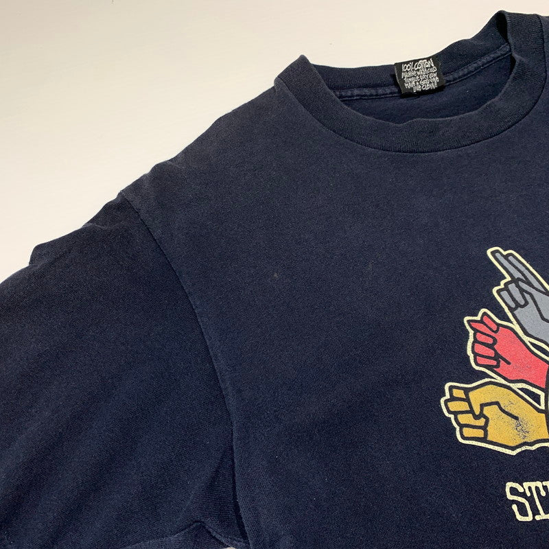 【中古品】【メンズ】 STUSSY ステューシー HAND SIGN S/S T-SHIRT ハンドサイン ショートスリーブ Tシャツ 半袖 トップス 黒タグ 142-260927-ko-01-teih サイズ：M カラー：ネイビー 万代Net店