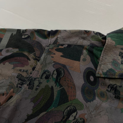 【中古品】【メンズ】 BAL バル CONTRASTRICK DJ PRINT SHIRT コントラストリック ディージェー プリント シャツ 長袖 トップス 147-260923-sa-11-teih サイズ：不明 カラー：グレー 万代Net店