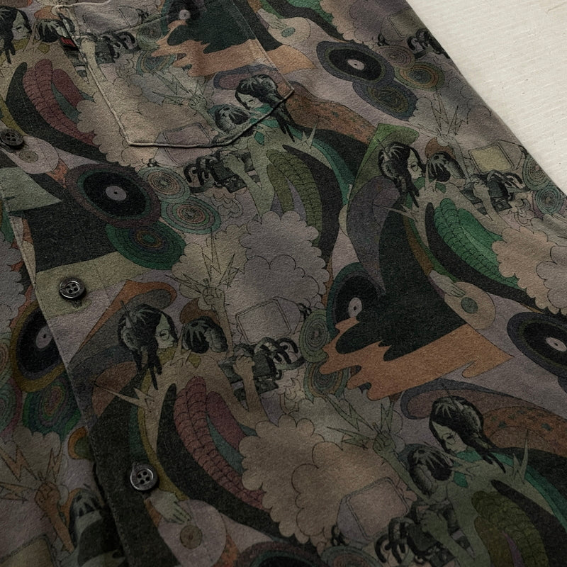 【中古品】【メンズ】 BAL バル CONTRASTRICK DJ PRINT SHIRT コントラストリック ディージェー プリント シャツ 長袖 トップス 147-260923-sa-11-teih サイズ：不明 カラー：グレー 万代Net店