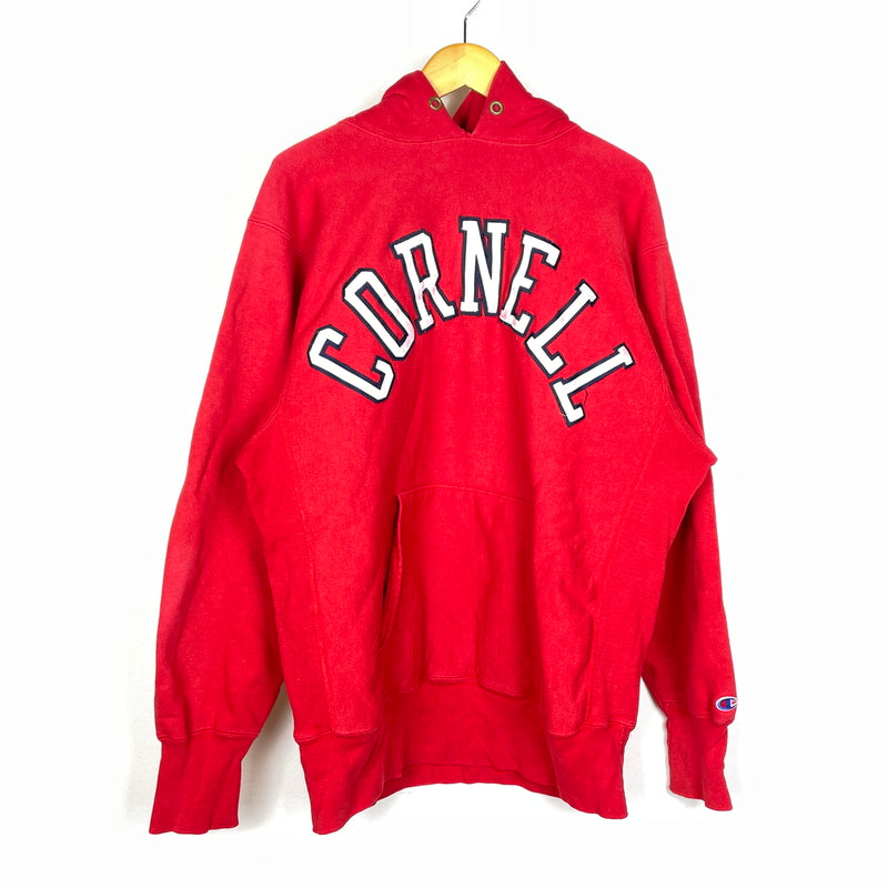 【中古品】【メンズ】 CHAMPION チャンピオン 90's REVERSE WEAVE HOODIE "CORNELL" 90年代 リバースウェーブ フーディ コーネル プルーオーバーパーカー 145-260923-sa-06-teih サイズ：XL カラー：レッド 万代Net店