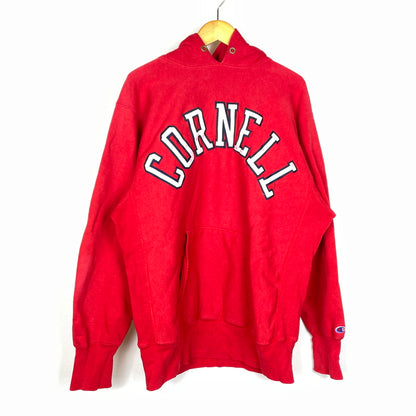 【中古品】【メンズ】 CHAMPION チャンピオン 90's REVERSE WEAVE HOODIE "CORNELL" 90年代 リバースウェーブ フーディ コーネル プルーオーバーパーカー 145-260923-sa-06-teih サイズ：XL カラー：レッド 万代Net店