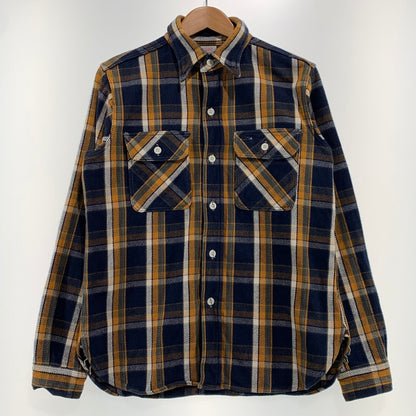 【中古品】【メンズ】 WAREHOUSE ウエアハウス HEAVY FLANNEL SHIRT ヘビー フランネル シャツ 長袖 トップス ネルシャツ 145-260923-ko-09-teih サイズ：S カラー：オレンジ×ネイビー 万代Net店
