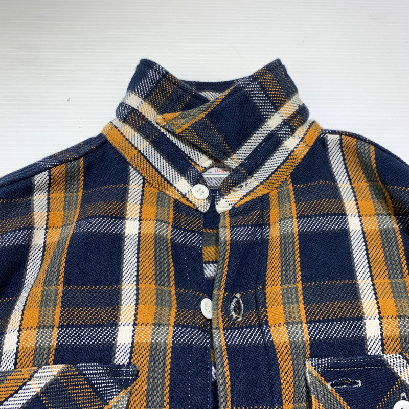 【中古品】【メンズ】 WAREHOUSE ウエアハウス HEAVY FLANNEL SHIRT ヘビー フランネル シャツ 長袖 トップス ネルシャツ 145-260923-ko-09-teih サイズ：S カラー：オレンジ×ネイビー 万代Net店