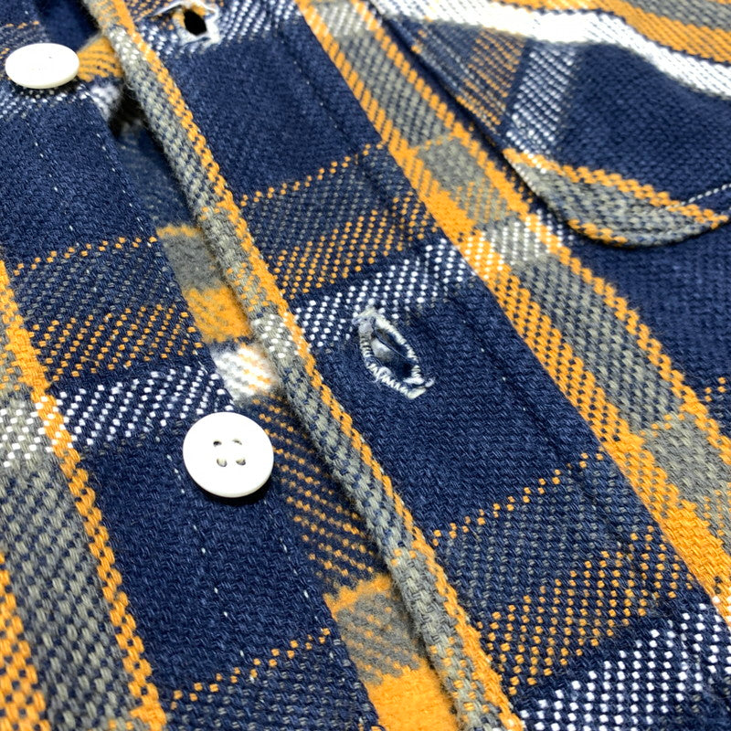 【中古品】【メンズ】 WAREHOUSE ウエアハウス HEAVY FLANNEL SHIRT ヘビー フランネル シャツ 長袖 トップス ネルシャツ 145-260923-ko-09-teih サイズ：S カラー：オレンジ×ネイビー 万代Net店