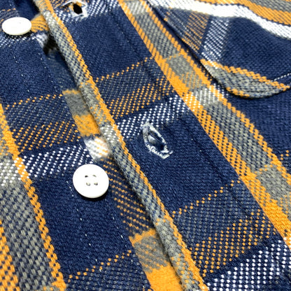 【中古品】【メンズ】 WAREHOUSE ウエアハウス HEAVY FLANNEL SHIRT ヘビー フランネル シャツ 長袖 トップス ネルシャツ 145-260923-ko-09-teih サイズ：S カラー：オレンジ×ネイビー 万代Net店