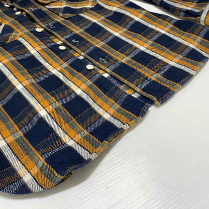 【中古品】【メンズ】 WAREHOUSE ウエアハウス HEAVY FLANNEL SHIRT ヘビー フランネル シャツ 長袖 トップス ネルシャツ 145-260923-ko-09-teih サイズ：S カラー：オレンジ×ネイビー 万代Net店