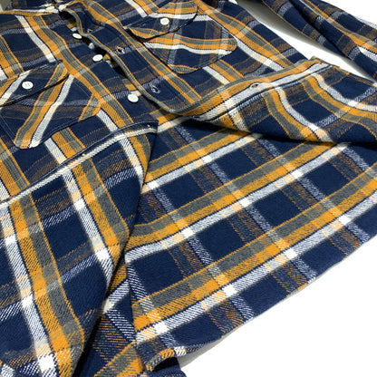 【中古品】【メンズ】 WAREHOUSE ウエアハウス HEAVY FLANNEL SHIRT ヘビー フランネル シャツ 長袖 トップス ネルシャツ 145-260923-ko-09-teih サイズ：S カラー：オレンジ×ネイビー 万代Net店