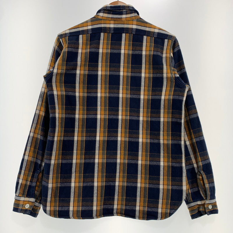 【中古品】【メンズ】 WAREHOUSE ウエアハウス HEAVY FLANNEL SHIRT ヘビー フランネル シャツ 長袖 トップス ネルシャツ 145-260923-ko-09-teih サイズ：S カラー：オレンジ×ネイビー 万代Net店