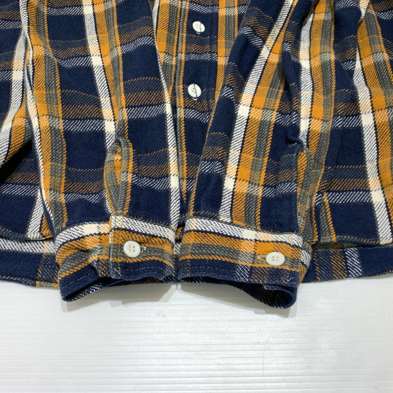 【中古品】【メンズ】 WAREHOUSE ウエアハウス HEAVY FLANNEL SHIRT ヘビー フランネル シャツ 長袖 トップス ネルシャツ 145-260923-ko-09-teih サイズ：S カラー：オレンジ×ネイビー 万代Net店