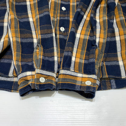 【中古品】【メンズ】 WAREHOUSE ウエアハウス HEAVY FLANNEL SHIRT ヘビー フランネル シャツ 長袖 トップス ネルシャツ 145-260923-ko-09-teih サイズ：S カラー：オレンジ×ネイビー 万代Net店