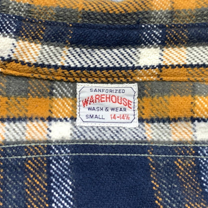 【中古品】【メンズ】 WAREHOUSE ウエアハウス HEAVY FLANNEL SHIRT ヘビー フランネル シャツ 長袖 トップス ネルシャツ 145-260923-ko-09-teih サイズ：S カラー：オレンジ×ネイビー 万代Net店