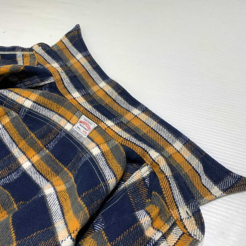 【中古品】【メンズ】 WAREHOUSE ウエアハウス HEAVY FLANNEL SHIRT ヘビー フランネル シャツ 長袖 トップス ネルシャツ 145-260923-ko-09-teih サイズ：S カラー：オレンジ×ネイビー 万代Net店