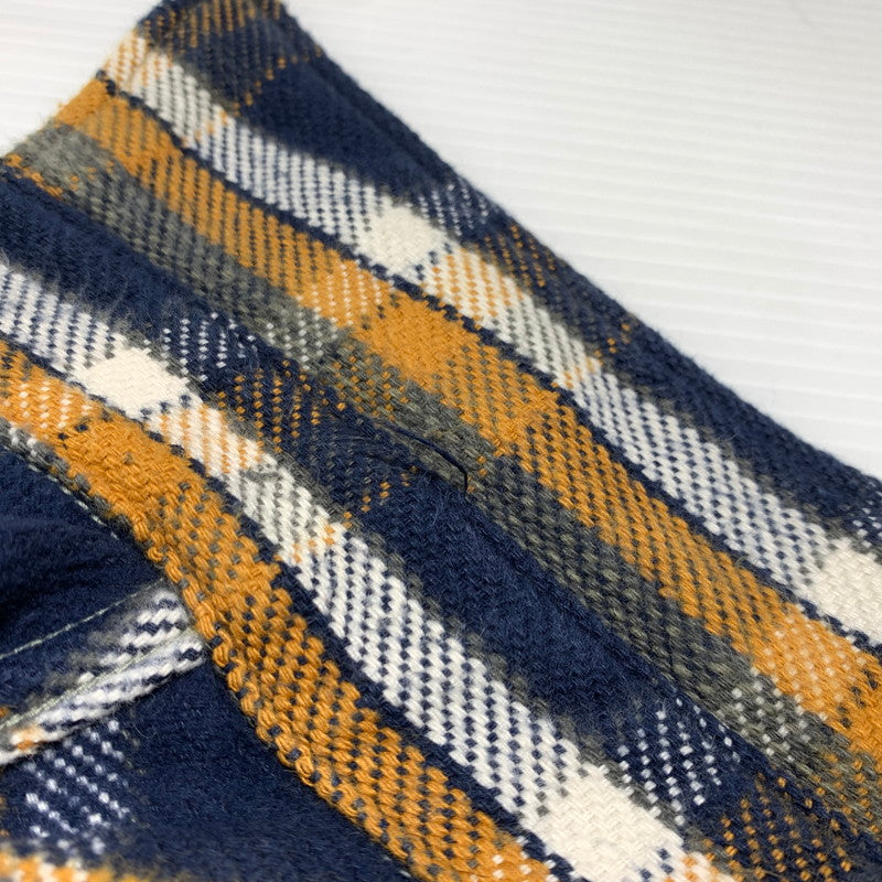 【中古品】【メンズ】 WAREHOUSE ウエアハウス HEAVY FLANNEL SHIRT ヘビー フランネル シャツ 長袖 トップス ネルシャツ 145-260923-ko-09-teih サイズ：S カラー：オレンジ×ネイビー 万代Net店