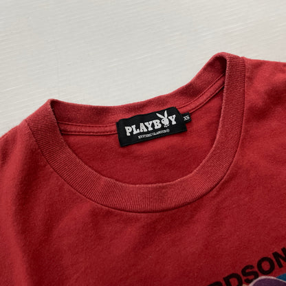 【中古品】【メンズ】 HYSTERIC GLAMOUR ヒステリックグラマー × PLAYBOY プレイボーイ TERRY RICHARDSON CALIFORNIA DREAMIN TEE12171CT02 テリー リチャード ソン Ｔシャツ 140-260923-sa-07-teih サイズ：XS カラー：レッド 万代Net店