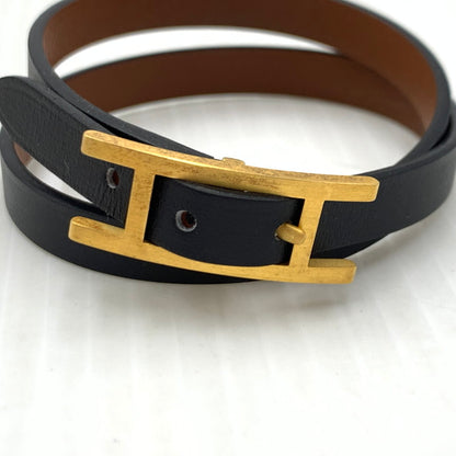 【中古品】【メンズ/レディース】 HERMES エルメス LEATHER BRACELET レザーブレスレット ビーアピ アクセサリー 182-260926-ko-17-teih カラー：ブラック/ブラウン 万代Net店