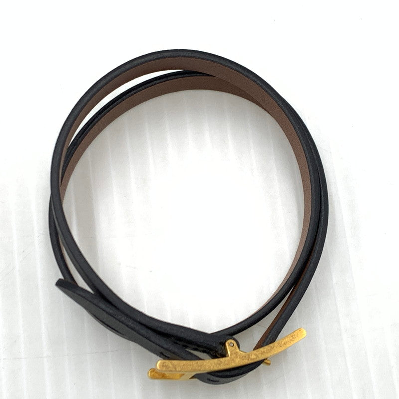 【中古品】【メンズ/レディース】 HERMES エルメス LEATHER BRACELET レザーブレスレット ビーアピ アクセサリー 182-260926-ko-17-teih カラー：ブラック/ブラウン 万代Net店