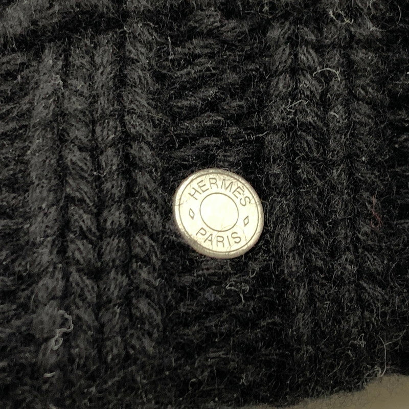 【中古品】【メンズ】 HERMES エルメス CASHMERE KNIT CAP SELLIER カシミア ニット キャップ セリエ 帽子 183-260926-ko-11-teih サイズ：S カラー：ブラック 万代Net店