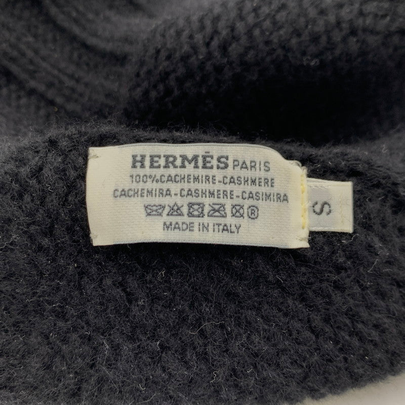 【中古品】【メンズ】 HERMES エルメス CASHMERE KNIT CAP SELLIER カシミア ニット キャップ セリエ 帽子 183-260926-ko-11-teih サイズ：S カラー：ブラック 万代Net店
