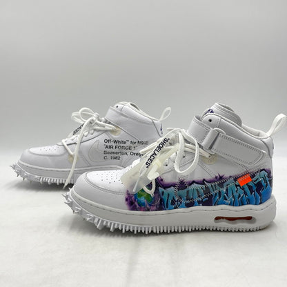 【中古品】【メンズ】 NIKE ナイキ × OFF-WHITE オフホワイト 別注コラボ AIR FORCE 1 MID "GRAFFITI" DR0500-100 エアフォース1 ミッド グラフィティ スニーカー 靴 160-260926-yo-12-teih サイズ：27.5cm カラー：ホワイト 万代Net店