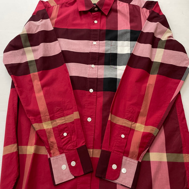 【中古品】【メンズ】 BURBERRY バーバリー NOVA CHECK PATTERN SHIRT 8004830 ノバ チェック パターン シャツ 長袖 トップス 141-260923-sa-14-teih サイズ：M カラー：レッドチェック 万代Net店