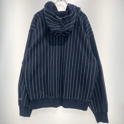 【中古品】【メンズ】 Supreme シュプリーム 26SS DEVIL S LOGO ZIP UP HOODED SWEATSHIRT STRIPE デビル Sロゴ ジップアップフーデッド スウェット ストライプ アウター 149-260925-ss-03-teih サイズ：XL カラー：ネイビー 万代Net店