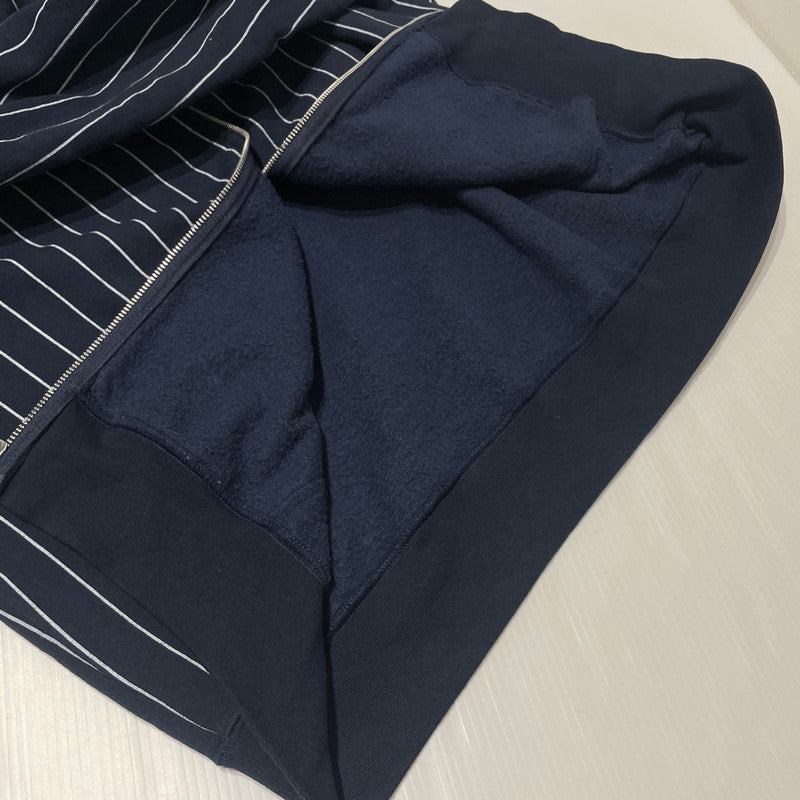 【中古品】【メンズ】 Supreme シュプリーム 26SS DEVIL S LOGO ZIP UP HOODED SWEATSHIRT STRIPE デビル Sロゴ ジップアップフーデッド スウェット ストライプ アウター 149-260925-ss-03-teih サイズ：XL カラー：ネイビー 万代Net店