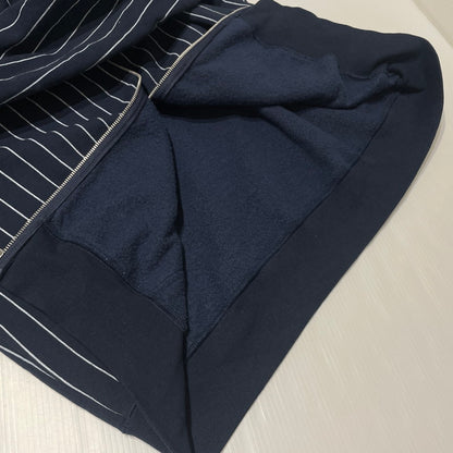 【中古品】【メンズ】 Supreme シュプリーム 26SS DEVIL S LOGO ZIP UP HOODED SWEATSHIRT STRIPE デビル Sロゴ ジップアップフーデッド スウェット ストライプ アウター 149-260925-ss-03-teih サイズ：XL カラー：ネイビー 万代Net店