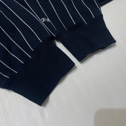 【中古品】【メンズ】 Supreme シュプリーム 26SS DEVIL S LOGO ZIP UP HOODED SWEATSHIRT STRIPE デビル Sロゴ ジップアップフーデッド スウェット ストライプ アウター 149-260925-ss-03-teih サイズ：XL カラー：ネイビー 万代Net店
