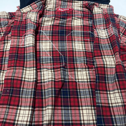 【中古品】【メンズ】 Supreme シュプリーム 26AW APPLIQUE HOODED FLANNEL SHIRT RED アップリケ フーデッド フランネルシャツ レッド トップス 149-260925-ss-05-teih サイズ：XL カラー：レッド 万代Net店