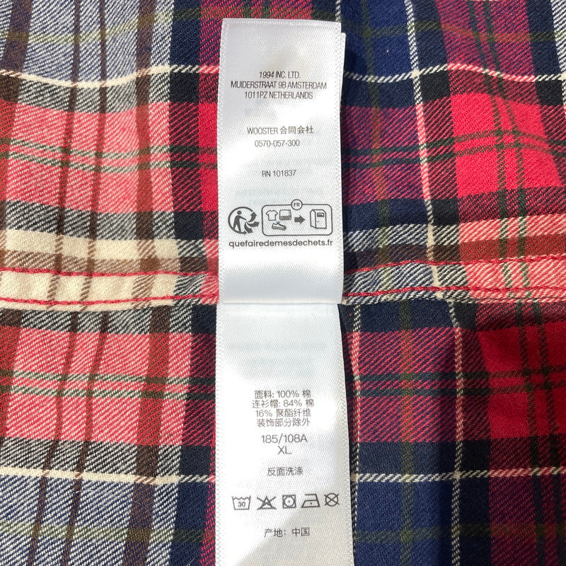 【中古品】【メンズ】 Supreme シュプリーム 26AW APPLIQUE HOODED FLANNEL SHIRT RED アップリケ フーデッド フランネルシャツ レッド トップス 149-260925-ss-05-teih サイズ：XL カラー：レッド 万代Net店