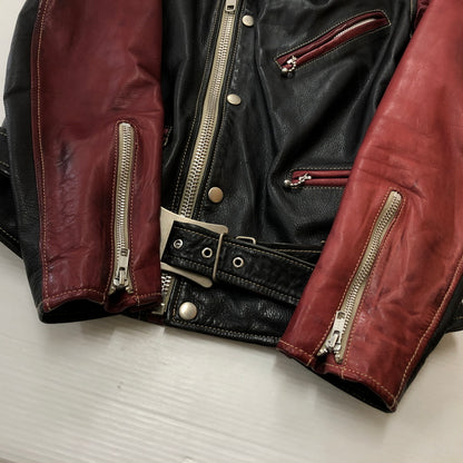 【現状渡し品】【メンズ】 RALEIGH ラリー COWLEATHER DOUBLE RIDER'S JACKET 牛革ダブル ライダース ジャケット アウター 145-260925-sa-06-teih サイズ：S カラー：レッド 万代Net店