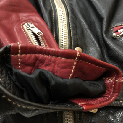 【現状渡し品】【メンズ】 RALEIGH ラリー COWLEATHER DOUBLE RIDER'S JACKET 牛革ダブル ライダース ジャケット アウター 145-260925-sa-06-teih サイズ：S カラー：レッド 万代Net店