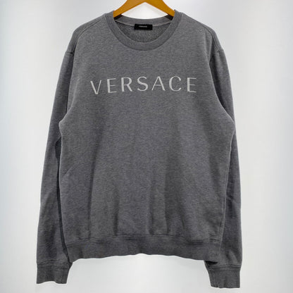 【中古品】【メンズ】 VERSACE ヴェルサーチェ LOGO CREW NECK SWEAT A87019S ロゴ クルーネック スウェット トップス トレーナー 141-260928-ss-02-teih サイズ：L カラー：グレー 万代Net店