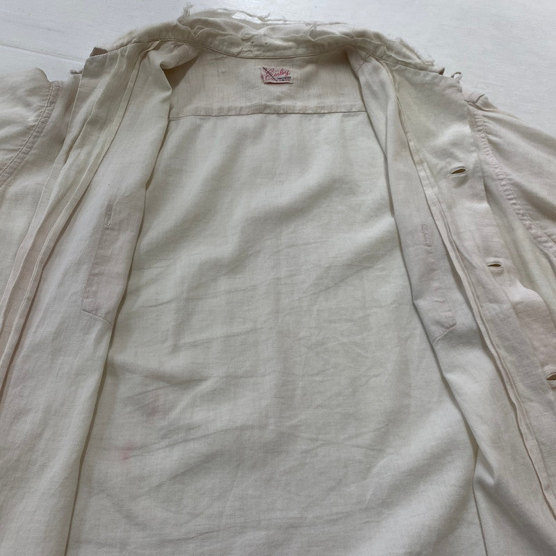 【現状渡し品】【メンズ】 Essley エスリー SANFORIZED L/S SHIRT サンフォライズド ロングスリーブシャツ 長袖トップス 145-260928-ss-06-teih サイズ：M　※破れあり カラー：ホワイト 万代Net店